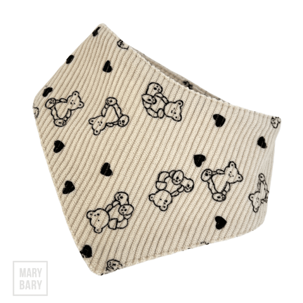 Krémová šatka pre psa s roztomilým medvedíkovým vzorom, mäkká bandana na krk, ručne šitá, ideálna pre malých psov