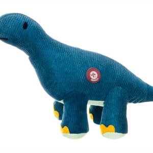 Plyšová hračka pre psa JK Animals Brontosaurus, modrá, 34 cm, mäkká a odolná na žuvanie a hranie