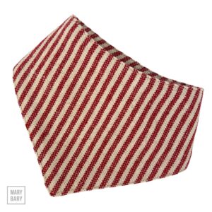 Červená pásikavá bandana šatka pre psa MARYBARY – ručne šitá, pohodlná, štýlová a ideálna na každodenné nosenie aj fotenie
