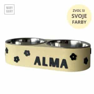 Kvetinková dvojmiska pre psa s menom od MARYBARY – plastová so štýlovým nerezovým vnútrom