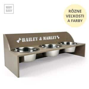 Stojan na tri misky pre psa s maľovaným menom MARYBARY