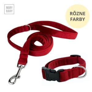 Zamatový obojok a vodítko MARYBARY pre malého psa – set
