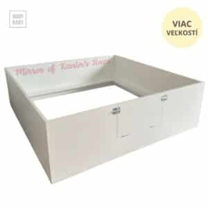 Biely pôrodný box pre feny MARYBARY, dostupný v rôznych veľkostiach, bezpečný a ľahko čistiteľný.