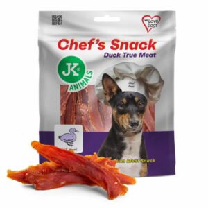 JK Animals sušené kačacie mäso pre psa 200 g – prírodné pamlsky